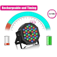 Velká Británie 2PCS dobíjecí LED baterie Par, RGB 36 LED Stage Light DMX 7CH, Party Light 7 režimů Světelné efekty s dálkovým ov